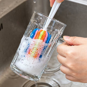 Bàn chải cốc đầy màu sắc Đa chức năng Bàn chải làm sạch cốc nước có tay cầm dài trong gia đình - Product Image 3