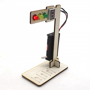 Modelo de semáforo de madera DIY con pantalla digital para niños, kit de experimentos de educación científica, funciona con pilas 3A - Product Image 4
