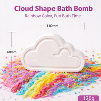 Bombes de bain effervescentes colorées en forme de nuage arc-en-ciel, au sel de mer gris biologique, parfum lait et huiles essentielles, pour enfants