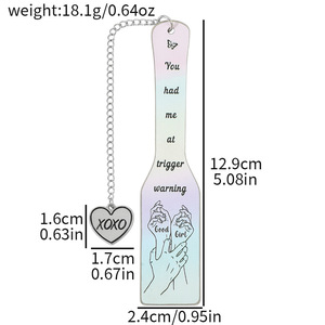 Marque-page en métal holographique pour couple amoureux, motif laser dégradé, imprimé cœur, pendentif XOXO, artisanat métallique - Product Image 6