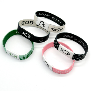 Pulsera con Versículo Bíblico Diario RFID, Venta al Por Mayor de Fábrica, con Logotipo Personalizado, Pulsera Elástica de Tela Tejida, Pulsera NFC - Product Image 1