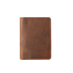 In Stock Minimalist Design Real Genuine Leather Cardholder <b>Wallet</b> <b>RFID</b> Feature Open Closure Type for ID Cards Short Length - Product Image 1
