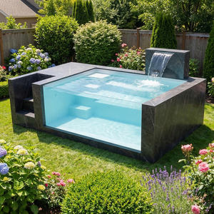 Piscine hors sol en fibre de verre avec cascade, certifiée CE, pour zones en pente, usage commercial et familial dans les jardins. - Product Image 1