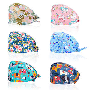 หมวกห้องผ่าตัดสำหรับพยาบาล แบบยูนิเซ็กซ์ ผ้าฝ้ายแท้ลายด็อบบี้ กระดุม<span class=keywords><strong>ใหม่</strong></span> สายยางยืดปรับได้ อุปกรณ์เสริมสำหรับทันตแพทย์และแพทย์ - Product Image 6