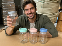 Bocaux à salade en verre à large ouverture de 32 oz avec couvercles en plastique et marquages, bocaux Mason avec récipients intérieurs 2-en-1 pour sauces humides et sèches