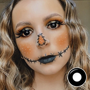 Pseyeche Kính Áp Tròng Màu Trắng Kính Áp Tròng Màu Halloween Đáng Sợ Kính Áp Tròng Hóa Trang Bị Mù Điên Màu - Product Image 2