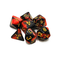Ensemble de dés polyédriques DND en résine carrée, fabriqués à la main, 7 pièces, avec des bords tranchants et de belles inclusions