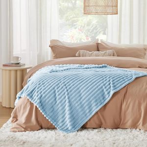 Korean Style Portable 100% Polyester Microfiber Striped <b>Blanket</b> Simple Design Thickened Warm Nap Sofa Air Conditioning Use - Product Image 5