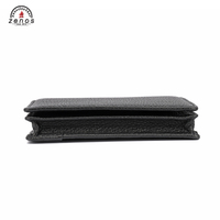 Cartera de Cuero Genuino Negra, Cartera de Cuero Simple de Gran Capacidad, Cartera Doble con Ranuras para Tarjetas para Hombre, Clip para Tarjetas de Hombre
