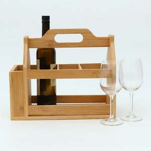 Porte-bouteilles de bière en bois personnalisé, organisateur de 6 bouteilles de boisson, porte-bouteilles portable en bambou pour l'intérieur et l'extérieur - Product Image 4