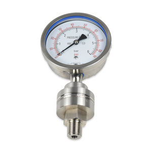 מפעל שיאושו צ'יאנה -20~200 ℃   מד לחץ גז אוויר 0-6 בר בטמפרטורה גבוהה, מלא בשמן, עם טבעת כיסוי בתחתית - Product Image 6