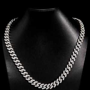 <span class=keywords><strong>Cadena</strong></span> de eslabones cubanos Miami GRA Hop Iced Out Bling de plata de ley 925 con moissanita VVS de 12 mm y engaste de garras para hombre - Product Image 6