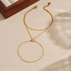 Fashion Minimalist Flower Diamond <b>Bracelet</b> Gold Plated Stainless Steel <b>Stacked</b> Chain Gift Jewelry - Product Image 2