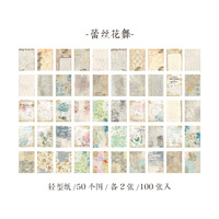 Lot de 100 pièces de papier de base pour notes DIY, série de lettres biographiques 'Wind', pour carnet de collage rétro, 8 motifs