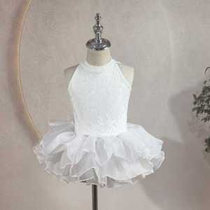 2025 gran oferta <span class=keywords><strong>niñas</strong></span> encaje blanco <span class=keywords><strong>Ballet</strong></span> leotardo niños cuello alto tutú <span class=keywords><strong>baile</strong></span> leotardo princesa vestido - Product Image 5