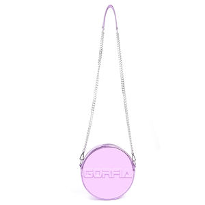 Borsa a tracolla circolare <span class=keywords><strong>viola</strong></span> lucida personalizzata da donna, portafoglio in pelle artificiale, tracolla larga - Product Image 3