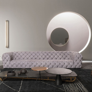 Ensemble de salon de style classique de luxe, <span class=keywords><strong>canapé</strong></span> Chesterfield <span class=keywords><strong>en</strong></span> cuir bleu moderne italien, trois places - Product Image 3