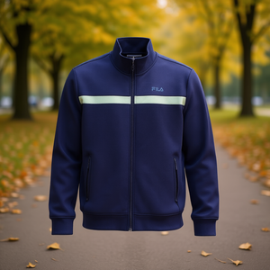 Veste de survêtement Fila pour homme, vert marine, col montant zippé, polaire, coupe classique, teinte unie, taille XS - Product Image 2