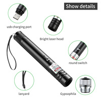 Pointeur Laser Vert 2000 Mètres Longue Portée Haute Puissance Lampe de Poche Rechargeable USB avec Tête Étoile Faisceau Réglable