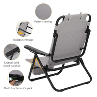 Mobilier d'extérieur, dossier ajustable de luxe et confortable, chaise basse de camping avec accoudoir tactique