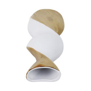 Vaso in ceramica intrecciata bianco e oro, decorazione per la casa, accessorio per il soggiorno, da posizionare su un tavolo. - Product Image 5