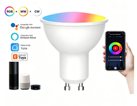 Ampoule de lampadaire d'hôtel GU10 RGBW LED intelligente certifiée RoHS, alimentée en courant alternatif, projecteur Tuya WiFi à intensité variable, commande vocale et à distance