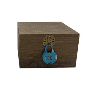 Wooden Storage Box <b>Square</b> 14x14x8.9cm <b>Combination</b> Lock Solid Wood Flip Top Jewelry Box Decorative Storage - Product Image 4