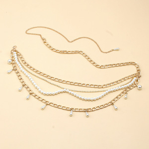 Cadena corporal de moda con múltiples capas de perlas sintéticas y borlas para la cintura, para mujeres, joyería para fiestas. - Product Image 3