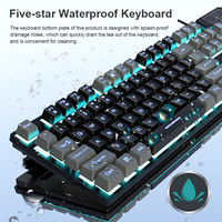 Keyboard Gaming lampu latar RGB kustom-merah muda, ergonomis, Keyboard PC berkabel USB untuk gamer