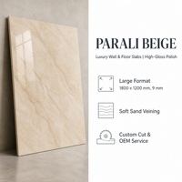 Dalle de pierre frittée Palari Jaune Ivoire polie 1800x1200x9mm avec veinage jaune pour comptoir, mur, sol et projets commerciaux