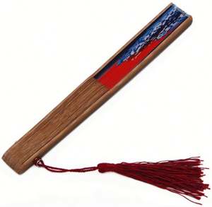 Éventail japonais de luxe en bambou, motif Grande Vague de Kanagawa, 33 cm, style DIY, idéal pour souvenirs, livré en boîte - Product Image 5