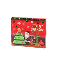 Calendrier de l'Avent 24 jours avec imprimé de Noël dessin animé exquis, jouet en peluche jetable, boîte cadeau DIY, emballage cadeau, boîte vide, vente en gros