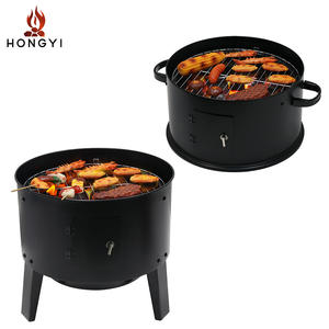 Ahumador de carbón para acampar al aire libre HONGYI 3 en 1, ahumador de carne multicapa para barbacoa, construcción de acero al carbono - Product Image 2