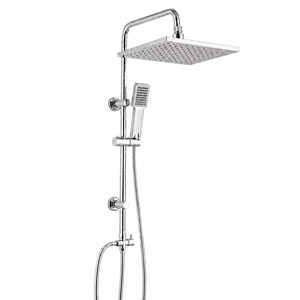 Système <span class=keywords><strong>de</strong></span> <span class=keywords><strong>douche</strong></span> carré en gros, finition chromée, double pommeau avec <span class=keywords><strong>barre</strong></span> coulissante <span class=keywords><strong>pour</strong></span> projets <span class=keywords><strong>de</strong></span> salles <span class=keywords><strong>de</strong></span> bain d'hôtels modernes, vente en gros - Product Image 1