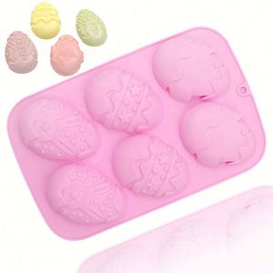 Moule en silicone écologique 6 cavités pour œufs de Pâques, chocolat, gâteaux, outil de pâtisserie DIY réutilisable, résine OEM/ODM, vente chaude - Product Image 1