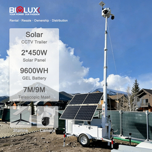 Tour de surveillance mobile solaire BIGLUX avec système CCTV 4G et mât télescopique de 7m/9m, IA Starlink pour événements - Product Image 1