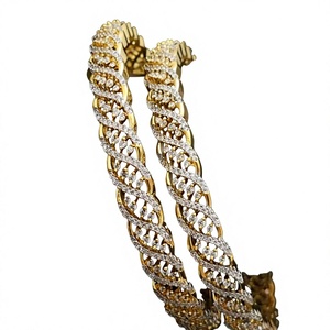 Glamorous <b>Gold</b> Plated Brass Zircon <b>Bangles</b> <b>Set</b> for Women Wedding & Party Wear - Product Image 2