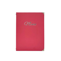 Porte-menu en cuir rose PU de luxe avec bande élastique pour restaurant