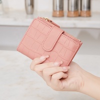 Mode Crocodile Imprimer Pu Zip Porte-Monnaie Couleur Unie PU En Cuir Titulaire De La Carte De Crédit Femmes Court Bifold Portefeuille Avec ID Fenêtre