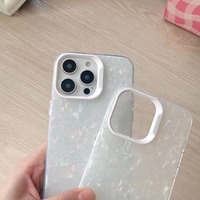 Coque de téléphone de luxe antichoc en TPU+PC pour filles, design coquille de perle brillante, pour iPhone 17/16/15/14 Pro Max