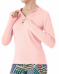 Chemises de randonnée à fermeture éclair 1/4 pour femmes, vêtements de sport, protection solaire UPF50+, séchage rapide, manches longues, personnalisables - Product Image 4