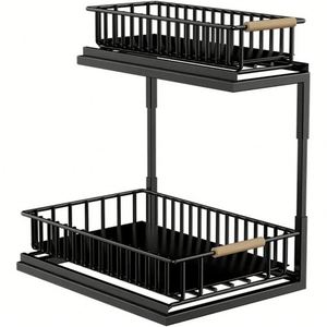 2-Tier <b>Pull</b> <b>Out</b> Under Sink Organizer and Storage Sliding Storage Shelves <b>Kitchen</b> Bathroom Cabinet Closet Organization Rack - Product Image 1