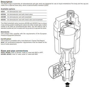 วาล์ว AE30 ช่องต่อเข้า 1/2" เกลียวใน ช่องต่อออก 1/4" เกลียวนอก BSP SPI SARCO และของแท้จากสหราชอาณาจักร - Product Image 3