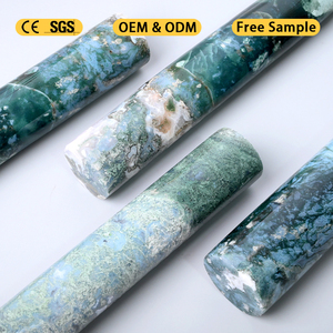 หินมอสอาเกตทรงกระบอกธรรมชาติแกะสลักด้วยมือสำหรับตกแต่งและบำบัดรักษา - Product Image 5