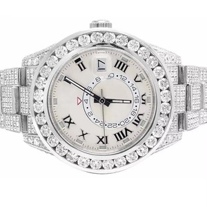 Montres à quartz personnalisées Drioshipping Grown Watch Diamond, couleur noir et blanc, sertissage pavé, acier inoxydable, pour hommes - Product Image 4