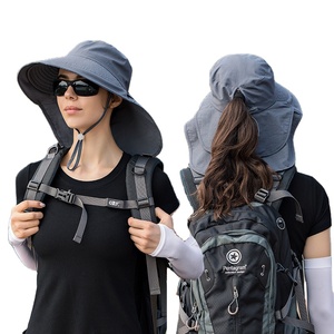 Phụ Nữ Mùa Hè UV Bảo Vệ Hat Đuôi Ngựa Lỗ Mặt Trời Visor Ngoài Trời Đi Bộ Đường Dài Lớn Có Thể Điều Chỉnh Xô Cap Với Cổ Flap - Product Image 1