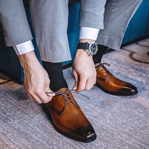 Chaussures Biyate Nouvelle arrivée Chaussures Derby mode haut de gamme imprimées à la main Chaussures habillées en cuir véritable pour hommes - Product Image 2