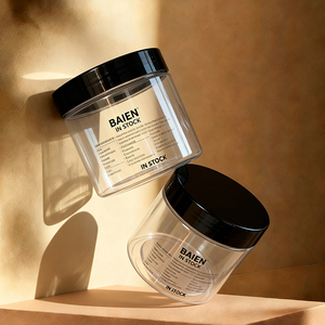 Pots cosmétiques transparents en PS/PET de 50 ml, 80 ml, 100 ml, 120 ml, 150 ml, 200 ml, 250 ml, 500 ml, 8 oz, pour crème et gommage corporel, avec couvercles noirs - Product Image 4