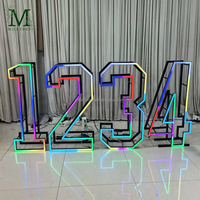 Décoration de fête d'anniversaire, grand chiffre lumineux LED RGB pliable en métal de 4 pieds, lettres lumineuses pliables
