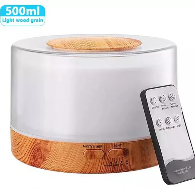 2023 Wood grain color LED light aromatic diffuser 500ml wood aromatic diffuser wholesale air humidifier oil diffuser